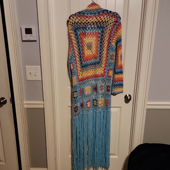 Colorful Crochet Long Cardigan - Picture 2 of 3